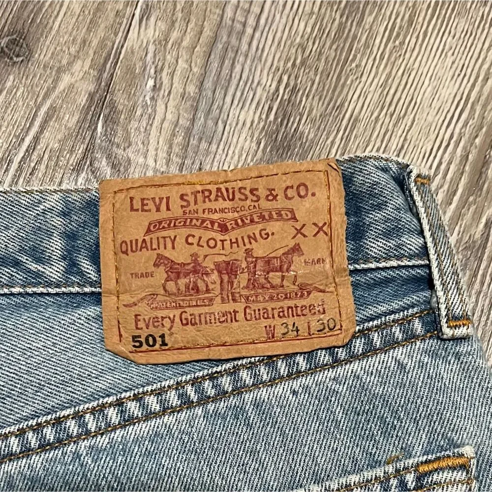 Vintage 1998 Levis 501 Made in France Grunge Jeans 34 x 30 (33 x 29) - Picture 5 of 16
